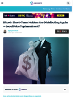 Bitcoin Short-Term Holders Are Distributing Again — Local Price Top Imminent?