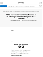 CFTC Appoints Ripple CEO as Member of Its Advisory Committee Alongside DTCC President