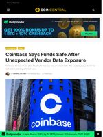 Coinbase Says Funds Safe After Unexpected Vendor Data Exposure - CoinCentral