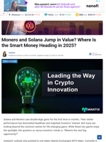 Monero and Solana Jump in Value? Where Is the Smart Money Heading in 2025?