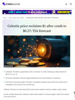 Celestia price reclaims $1 after crash to $0.27: TIA forecast - CoinJournal