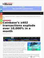 Coinbase’s x402 transactions explode over 10,000% in a month - The Crypto News Wire