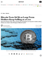 Bitcoin Tests $63K as Long-Term Holders Keep Selling at a Loss - Decrypt