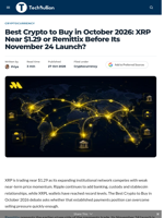 Best Crypto to Buy in October 2026: XRP Near $1.29 or Remittix Before Its November 24 Launch? - TechBullion