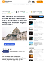 US Senate Introduces Bill to Enact Sanctions on El Salvador's Bitcoin Usage in Human Rights Violations – Crypto News Bitcoin News