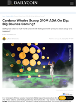 Cardano Whales Scoop 210M ADA On Dip: Big Bounce Coming? - DailyCoin