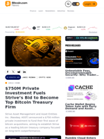 $750M Private Investment Fuels Strive’s Bid to Become Top Bitcoin Treasury Firm – Crypto News Bitcoin News