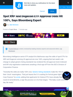 Spot XRP, Dogecoin ETF Approval Odds Hit 100%: Bloomberg Expert