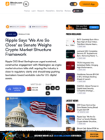 Ripple Says 'We Are So Close' as Senate Weighs Crypto Market Structure Framework – Regulation Bitcoin News