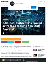 DAO Legal Status Gains Ground in the U.S. Following New State Approval | Live Bitcoin News