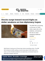 Stocks surge toward record highs as dollar weakens on Iran diplomacy hopes