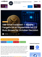 XRP Price Forecast — Ripple Targets $4 in September as ETF Buzz Grows for October Decision | Live Bitcoin News