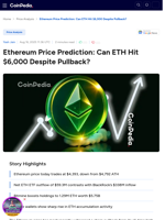 Ethereum Price Prediction: Can ETH Hit $6,000 Despite Pullback?