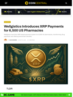 Wellgistics Introduces XRP Payments for 6,500 US Pharmacies