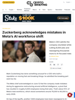 Zuckerberg acknowledges mistakes in Meta's AI workforce shift