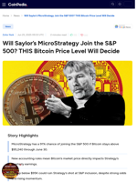 Will Saylor's MicroStrategy Join the S&P 500? THIS Bitcoin Price Level Will Decide