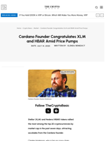 Cardano Founder Congratulates XLM and HBAR Amid Price Pumps