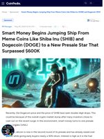 Smart Money Begins Jumping Ship From Meme Coins Like Shiba Inu (SHIB) and Dogecoin (DOGE) to a New Presale Star That Surpassed $600K