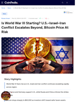 Is World War III Starting? U.S.–Israel–Iran Conflict Escalates Beyond, Bitcoin Price At Risk