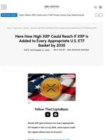 Here How High XRP Could Reach If XRP is Added to Every Appropriate U.S. ETF Basket by 2035