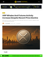 XRP Whales And Futures Activity Increase Despite Recent Decline