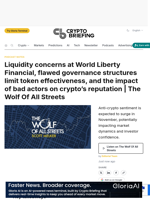 Liquidity concerns at World Liberty Financial, flawed governance structures limit token effectiveness, and the impact of bad actors on crypto's reputation | The Wolf Of All Streets
