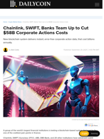 Chainlink, SWIFT, Banks Team Up to Cut $58B Corporate Actions Costs - DailyCoin