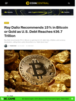 Ray Dalio Recommends 15% in Bitcoin or Gold as U.S. Debt Reaches $36.7 Trillion - CoinCentral