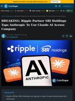 Ripple Partner SBI Holdings Taps Anthropic To Use Claude AI