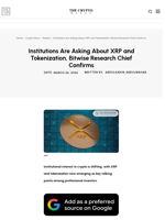 Institutions Are Asking About XRP and Tokenization, Bitwise Research Chief Confirms