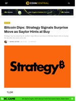 Bitcoin Dips: Strategy Signals Surprise Move as Saylor Hints at Buy - CoinCentral