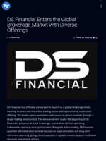 DS Financial Enters the Global Brokerage Market with Diverse Offerings | Visionary Financial