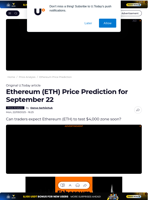 Ethereum (ETH) Price Prediction for September 22 - U.Today