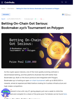 Betting On-Chain Got Serious: Bookmaker.xyz’s Tournament on Polygon
