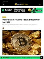 Peter Brandt Rejects $250K Bitcoin Call for 2026 - CoinCentral