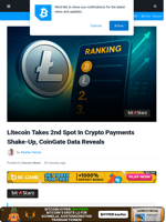 Litecoin Takes 2nd Spot In Crypto Payments Shakeup: CoinGate