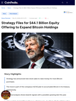 Strategy Files for $44.1 Billion Equity Offering to Expand Bitcoin Holdings