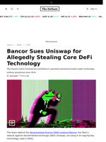 Bancor Sues Uniswap for Allegedly Stealing Core DeFi Technology - 
