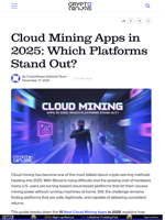 Cloud Mining Apps in 2025: Which Platforms Stand Out?