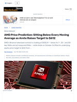 AMD Price Prediction: Sitting Below Every Moving Average as Arete Raises Target to $612 - Blockchain.News