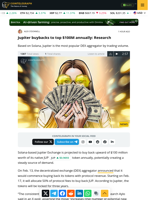 Jupiter buybacks to top $100M annually: Research