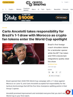 Carlo Ancelotti takes responsibility for Brazil's 1-1 draw with Morocco as crypto fan tokens enter the World Cup spotlight