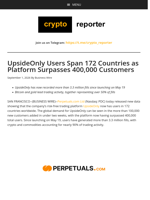 UpsideOnly Users Span 172 Countries as Platform Surpasses 400,000 Customers