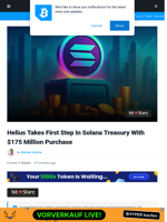 Helius Begins Solana Treasury With $175 Million SOL Purchase