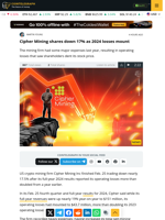 Cipher Mining shares down 17% as 2024 losses mount