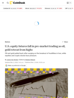 Oil and gold pull back from peaks while equity futures remain under pressure