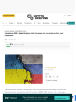 Ukrainian PM's Washington visit focuses on reconstruction, not ceasefire