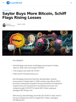MicroStrategy Buys More Bitcoin, Schiff Warn of Growing Loss
