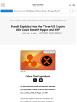 Pundit Explains How the Three US Crypto Bills Could Benefit Ripple and XRP