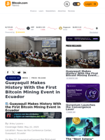 Guayaquil Makes History With the First Bitcoin Mining Event in Ecuador – Press release Bitcoin News